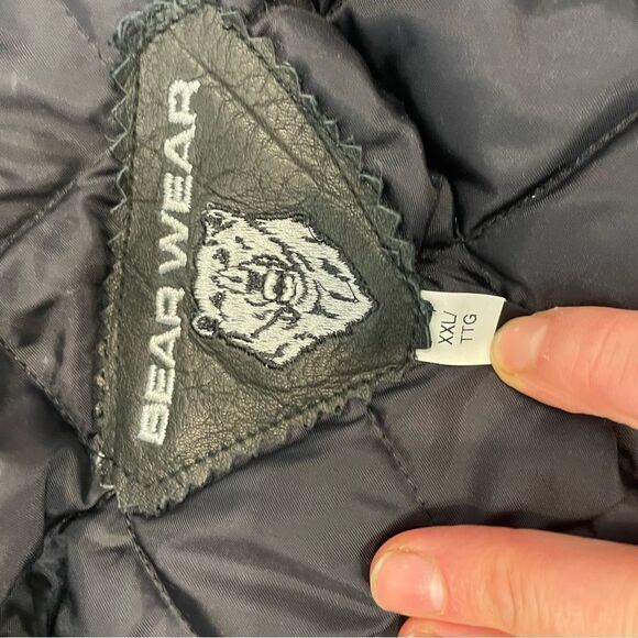 Vintage Black Leather and Wool Varsity Jacket XXL - Picture 8 of 12